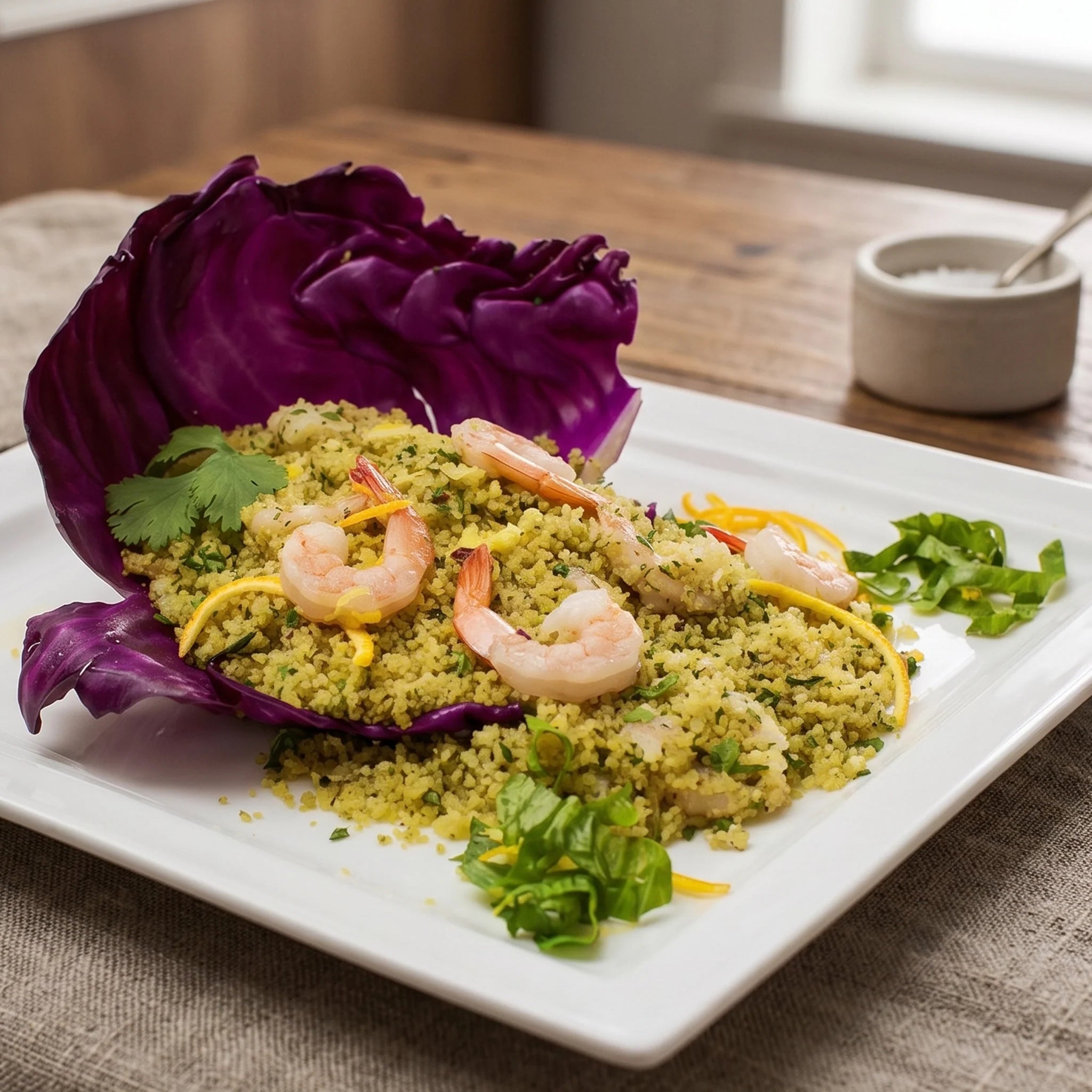 Couscous aux épinards et crevettes