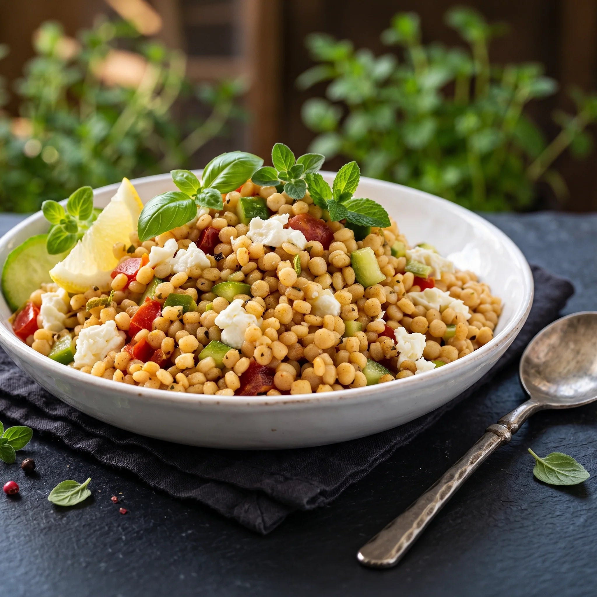 Salade de couscous de blé entier à la grecque