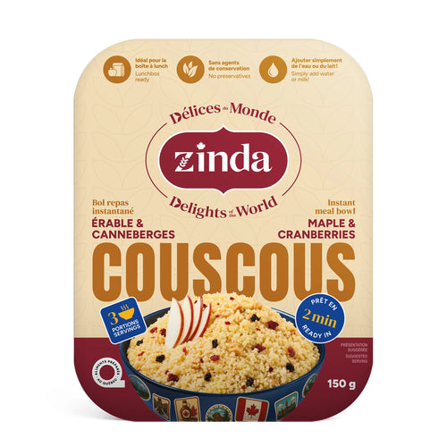Couscous érable et canneberges Zinda, bol repas instantané