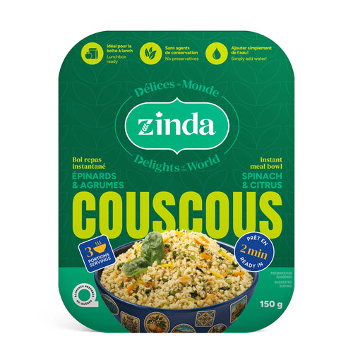 Couscous épinards et agrumes Zinda, bol repas instantané