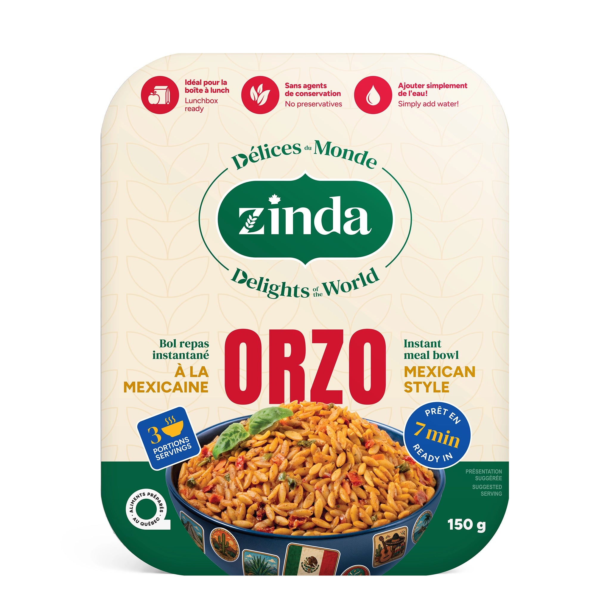 Orzo à la mexicaine Zinda, bol repas instantané