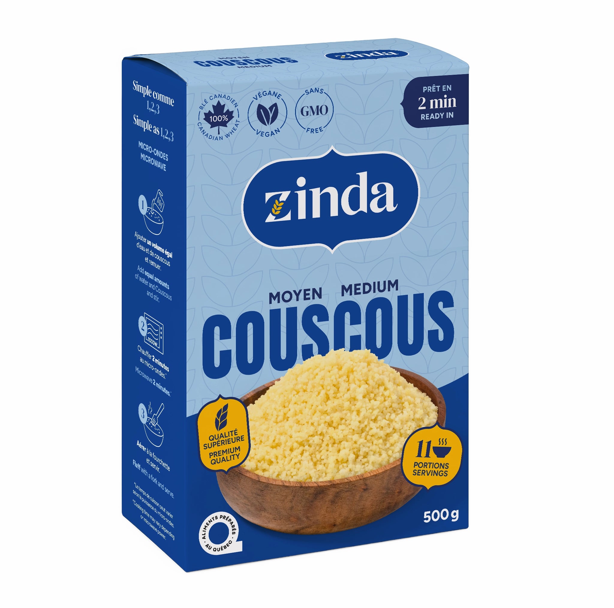 Boîte de couscous moyen Zinda de 500 g